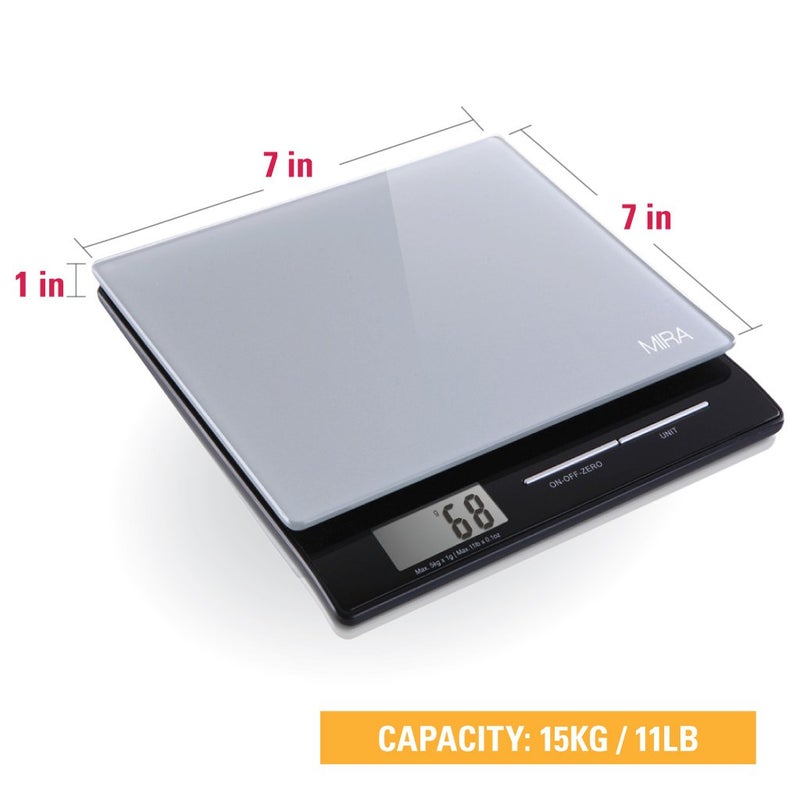 MIRA 11 lb Digital Food Scale - Glass Platform with Multi-Unit Measurement - Easy One-Touch Tare Function - Image 5